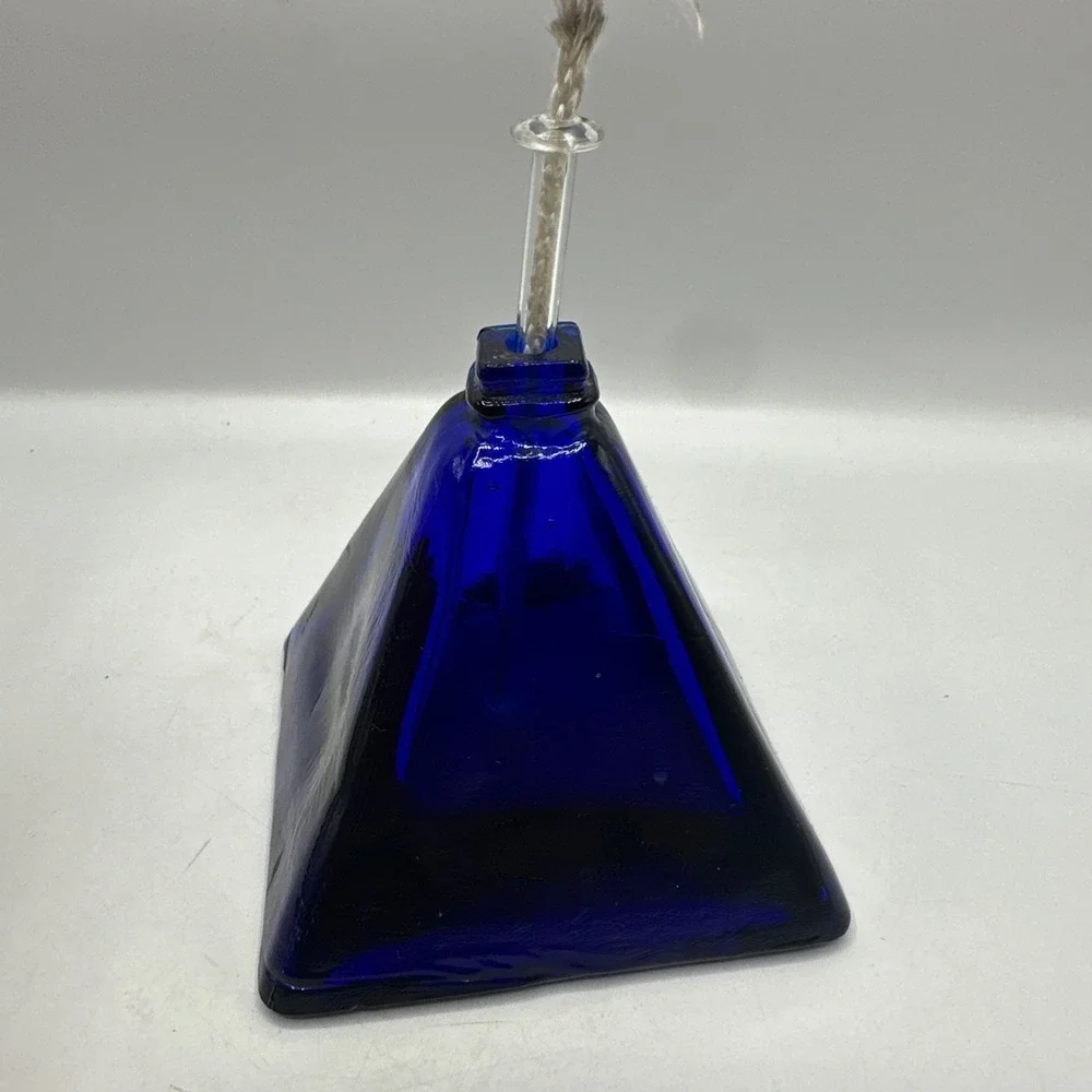 Cobalt Blue  Handcrafted Glass Pyramid Oil Lamp 4